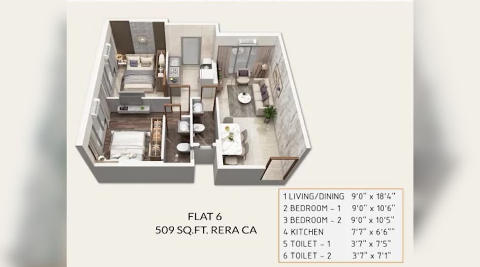 MK-Oasis-Floor-Plan-2 BHK-509 Sqft